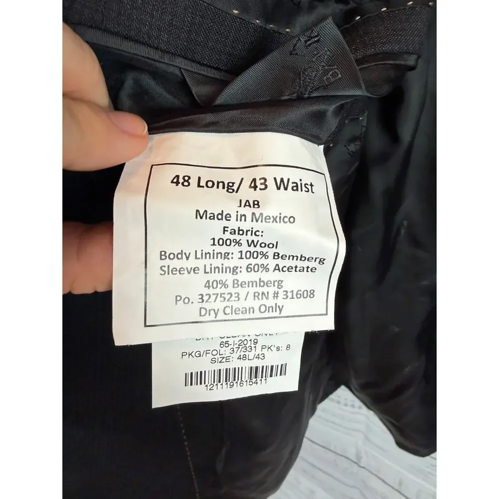 JOS. A. BANK RESERVE gray black check 100% wool mens jacket blazer 48L